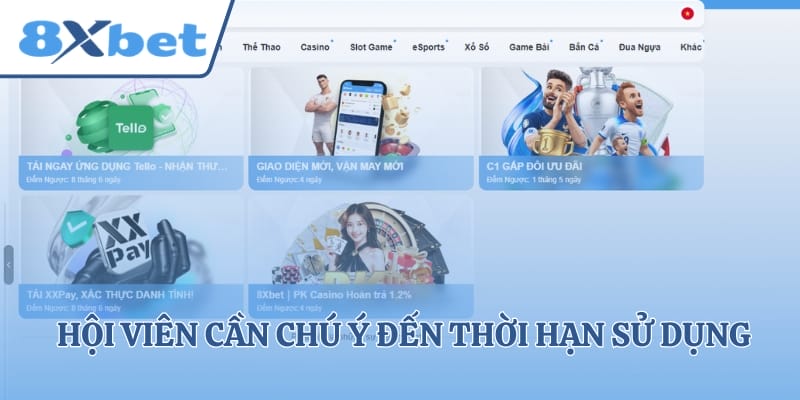 Hội viên cần chú ý đến thời hạn sử dụng khuyến mãi 